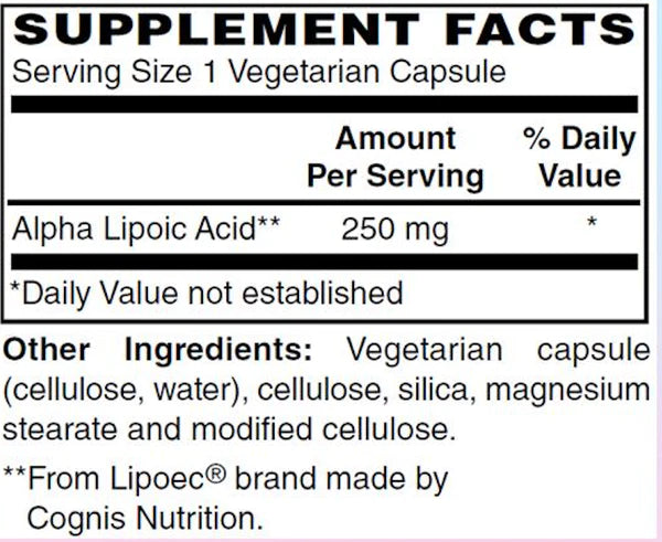 ALA (acid alfa lipoic) 250 mg 60 capsule