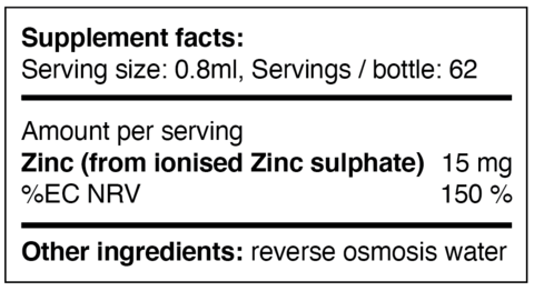 Sulfato de zinc iónico líquido ultraconcentrado (15 mg/porción) 50 ml