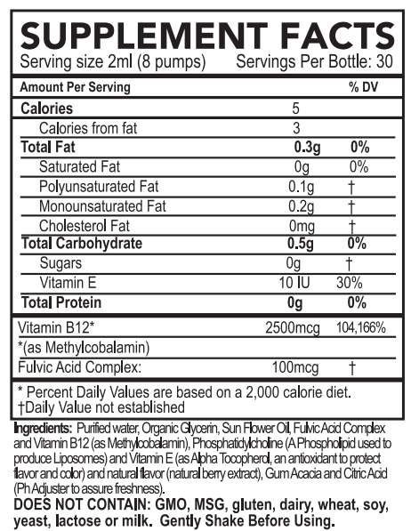 Micelle Liposomal B12 with Fulvic Acid