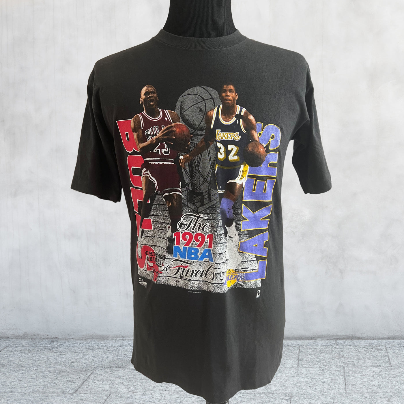 90s NBA Chicago BULLS MAGIC JOHNSON 総柄T-