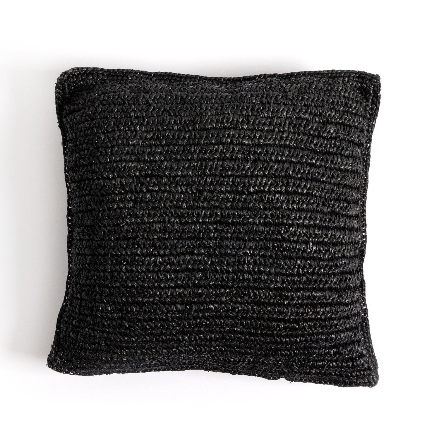 Woven Palm Pillow - Black Palm Leaf