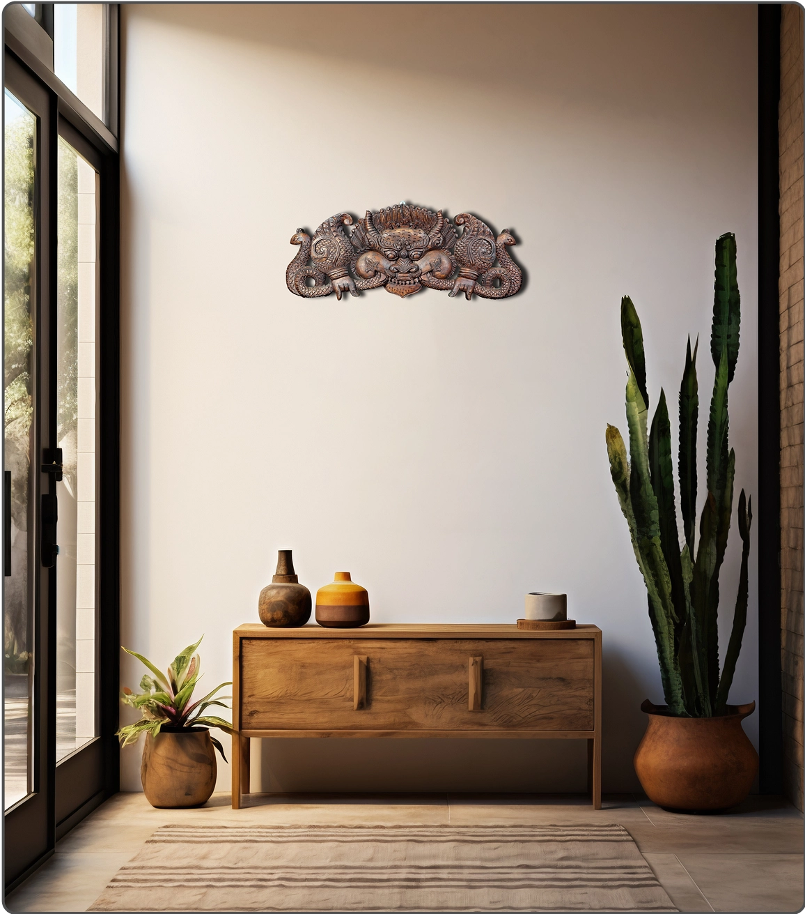Sacred Circular Wooden Peacock Window (Mayur Jhyal)