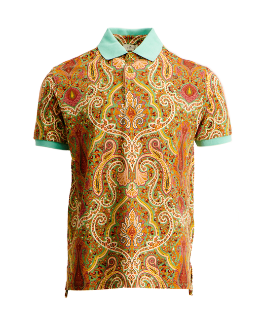 MENS ETRO PAISLEY POLO TURQUOISE