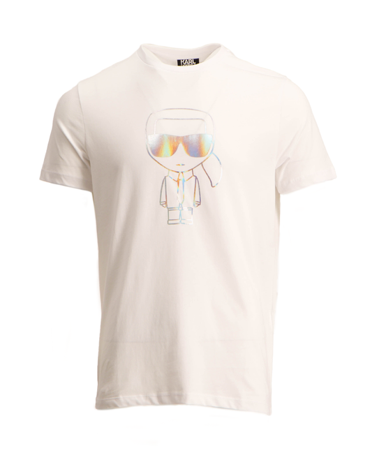 KARL LAGERFELD SHEEN METALIC LOGO PRINTED T-SHIRT