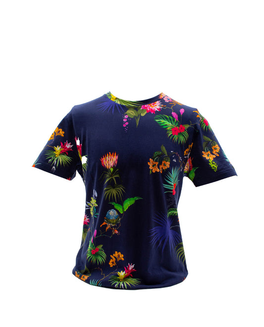 ETRO BLUE FLORAL PRINT T-SHIRT