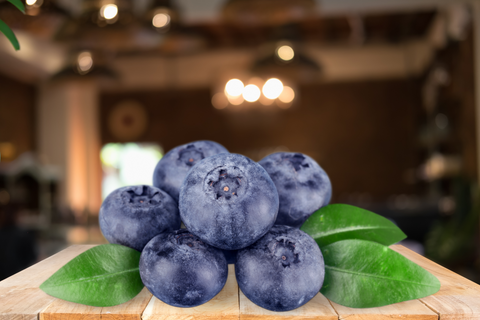 Blueberries, one of the high fiber foods available, set in the table.