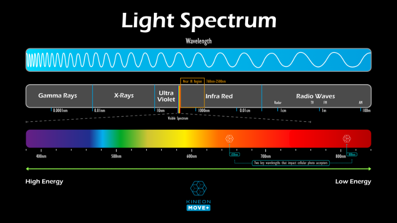 Red light wavelength spectrum kineon