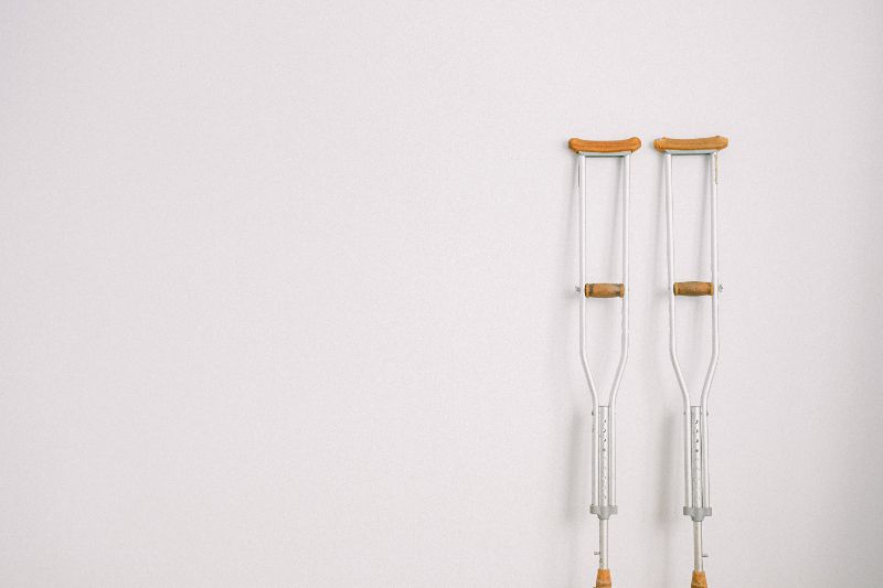 Crutches used after knee surgery