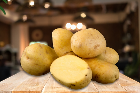 Potatoes, one of the high fiber foods, set on the table.