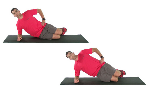 An image of a man doing side bridges, one of the exercises for lower back pain.
