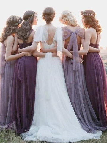 Mismatched purple bridesmaid dresses