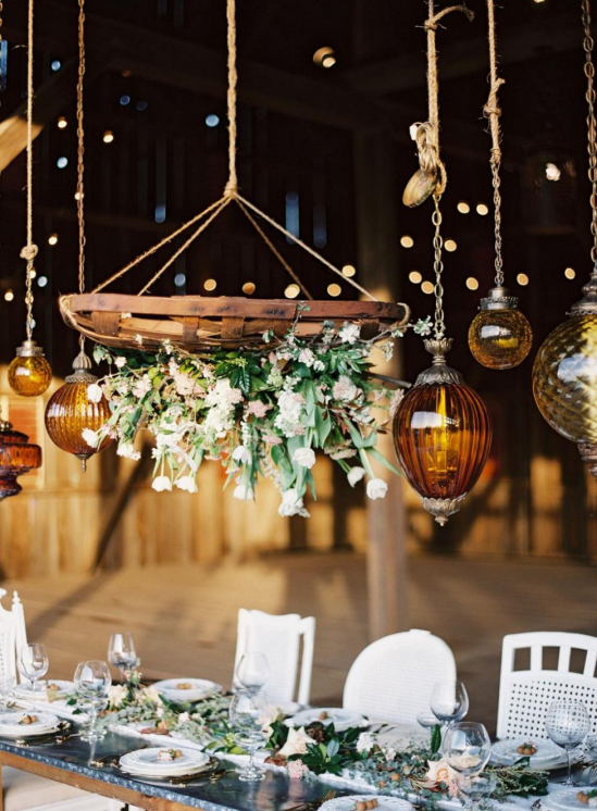 rustic wedding glass bottle chandelier
