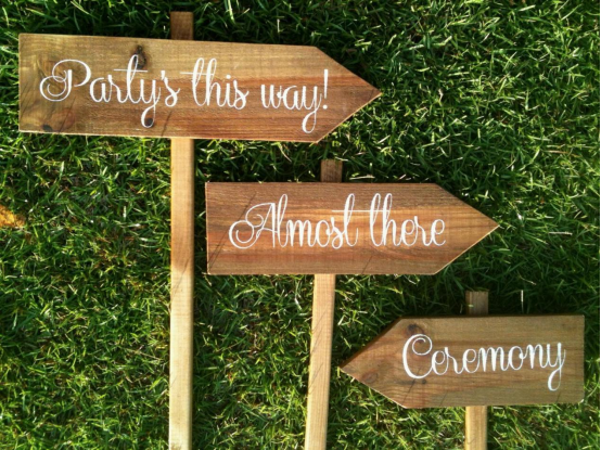 rustic wedding guide signs