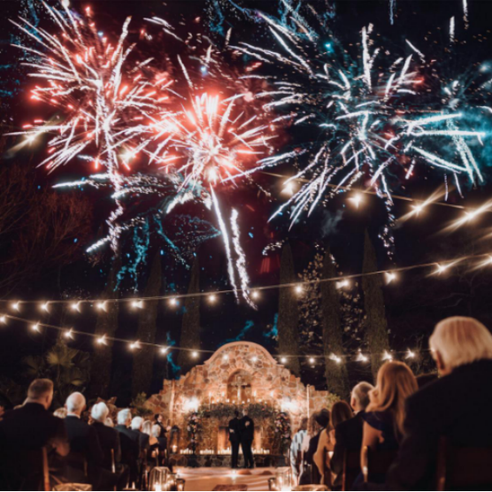 rustic wedding fireworks