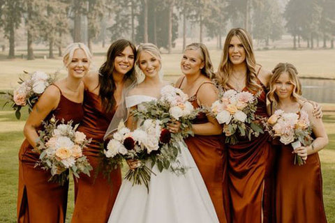 Wedding burnt orange bridesmaid dresses