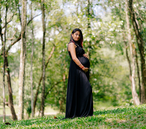 Black Long maternity wedding guest dress