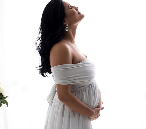 Off-white maternity wedding guest dress