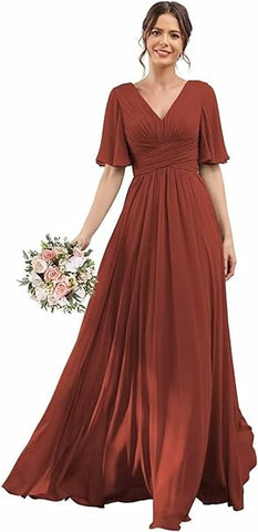 Amazon Okdais rust a-line bridesmaid dress
