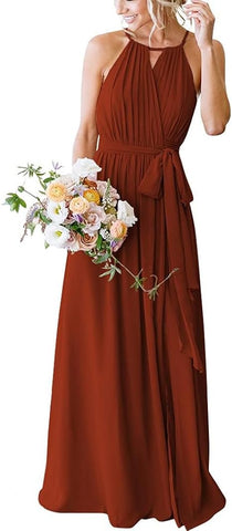 Amazon SAMHO rust sleeveless bridesmaid dress