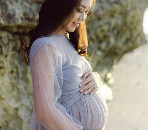 Gray Maternity Wedding Guest Dress