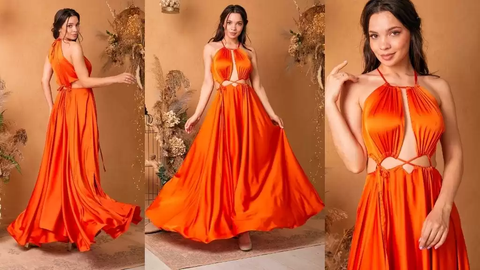 Burnt orange or terracotta wedding dress