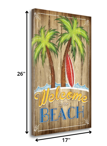 17" Faux Wooden Beach Signboard Giclee Wrap Canvas Wall Art