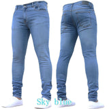 Mens Skinny Blue jeans Popular Scratch Slim Denim Pants Pencil Pants Autumn Street hip-hop denim trousers fashion Men&#39;s clothing
