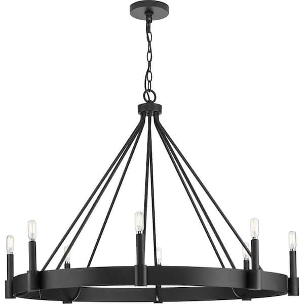 Breckenridge Collection 38 in. 8-Light Matte Black Rustic Farmhouse Chandelier