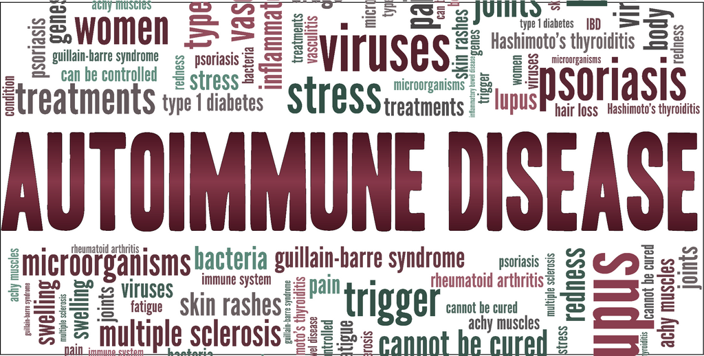 Text of autoimmune disease surrounded by text of autoimmune diseases