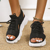 Large size sports sandals for women with thick soles, fly woven soft soles, casual flat bottomed hollowed out European and American beach sandals