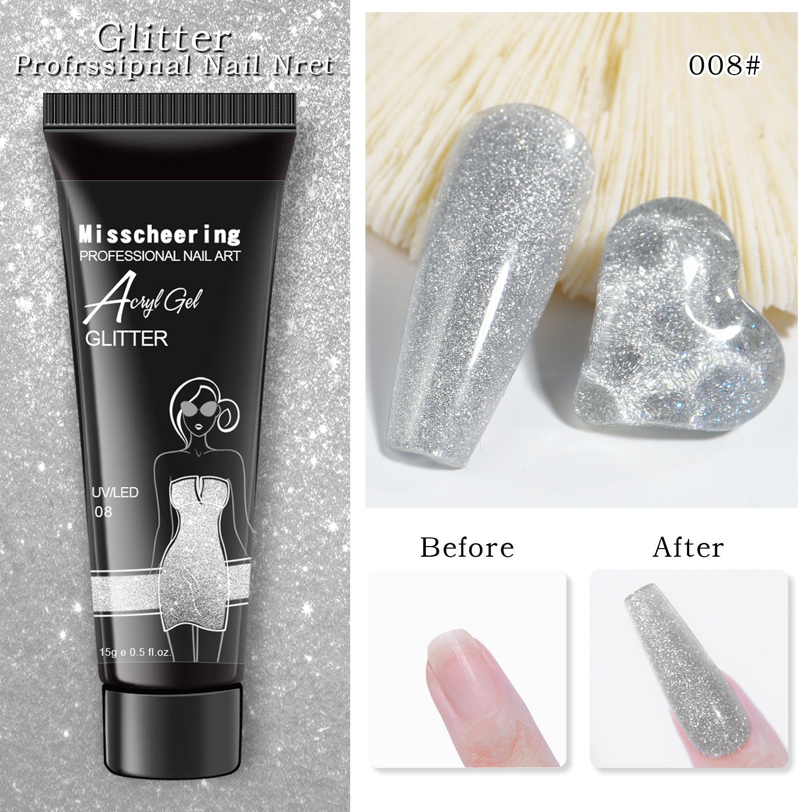 Nail Extension Gel pearlescent color pea-08 - Vanccy product image