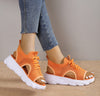 Large size sports sandals for women with thick soles, fly woven soft soles, casual flat bottomed hollowed out European and American beach sandals