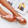 Vanccy New Fashion Bead Flower Round Toe Flip-flop Sandals
