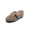 Furry Outer Wearing Flats Loafers Elk Decor BacklessWild Fluffy Flat Mules Warm