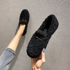Furry Outer Wearing Flats Loafers Chain Decor BacklessWild Fluffy Flat Mules Warm