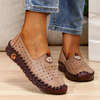 Hollowed Leather Wide Fit Driving Loafers Slip On