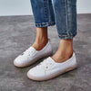 Sequins Star Design Casual Lace-Up Distressed White Sneakers