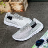 Flat Light Soft Sole Sports Shoes Mesh Woven Casual Flat Nurse Walking Sneakers Knit Slip on Loafer Shoes