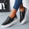 Women Casual Flats Shoes Slip-on Creepers Platform Genuine Leather White Loafers Shoes