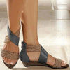 Vanccy Woman Rome Hemp Wedges Ladies Zippers Sandals