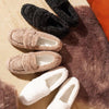 Winter WarmFlock Flat Shoes Casual Loafers Slip on Furry Outer Wearing Flats Loafers Fluffy Flat Mules Warm