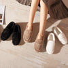 Winter WarmFlock Flat Shoes Casual Loafers Slip on Furry Outer Wearing Flats Loafers Fluffy Flat Mules Warm