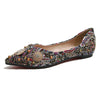 vanccy Flats for Women Fashion Print Luxury Shallow Ponted Shoes