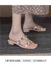 Womens Studded Flat Sandals Casual Summer Beach Sandals Open Toes Rivets Strappy Slip on Slides Sandal