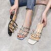 Womens Studded Flat Sandals Open Square Toe Rivets Strappy Slip on Slides Sandal