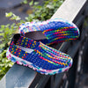 Fantasy Color Mesh Hand Woven Shoes Mesh Casual Flat Nurse Walking Sneakers Knit Slip on Loafer Shoes