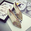 European and American sweet pointed flat sole single shoes