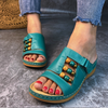 Wedge Heel Slip On Open Toe Mules Sandals