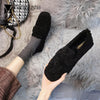 Winter WarmFlock Flat Shoes Casual Loafers Slip on Furry Outer Wearing Flats Loafers Fluffy Flat Mules Warm