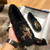 Furry Outer Wearing Flats Loafers Elk Decor BacklessWild Fluffy Flat Mules Warm